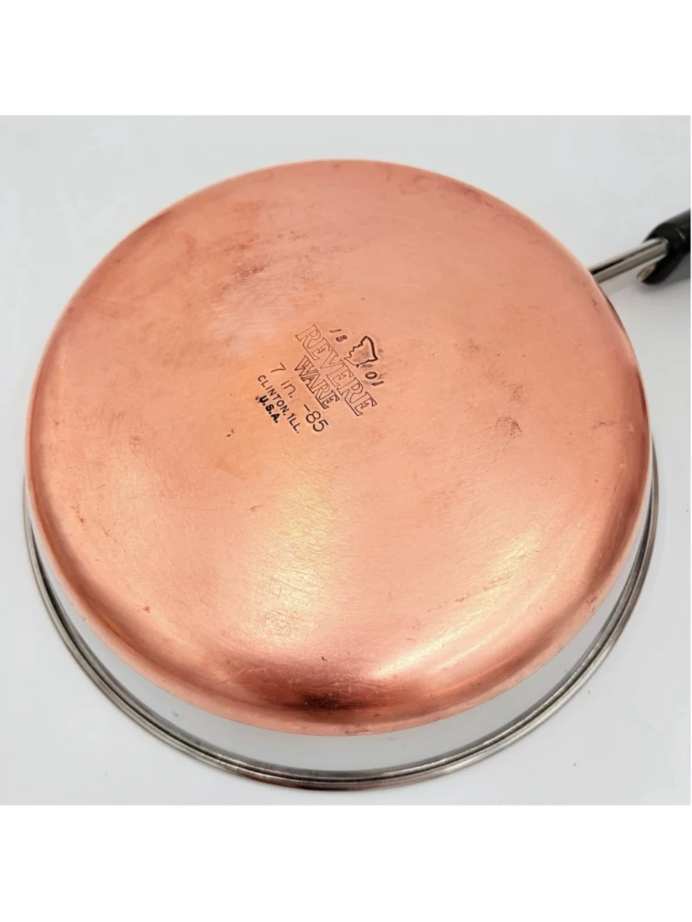 REVERE WARE Copper Clad 5 Pc Cookware Set 10” 7” Skillets Saucepan Lids
